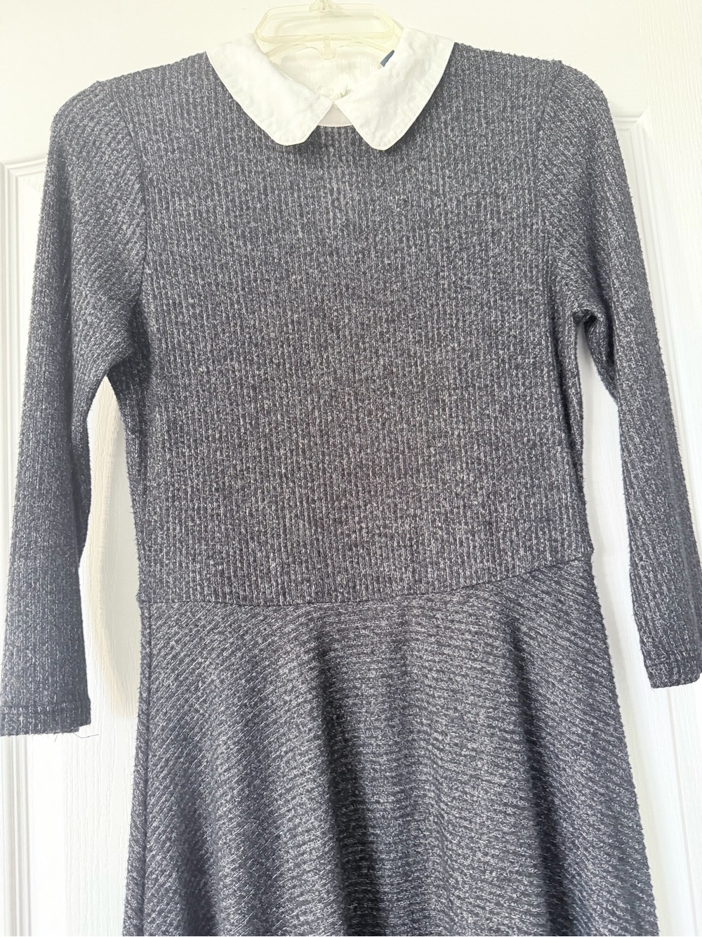 {ModCloth} Vintage Ultra-Soft Gray Knit Dress with White Peter Pan Collar - Picture 4 of 11